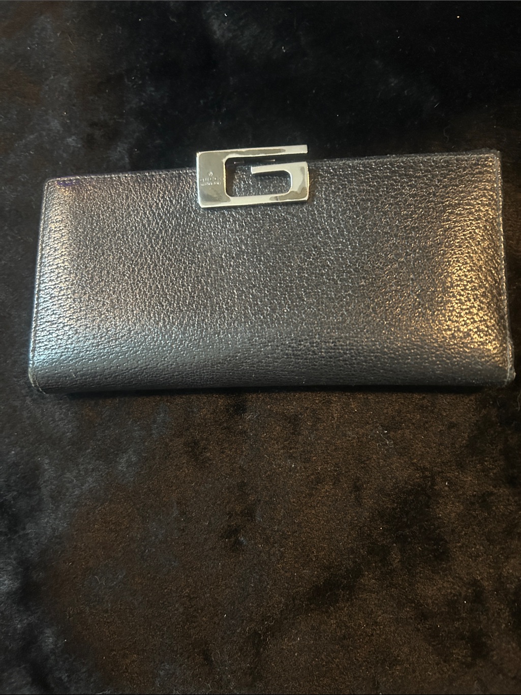Gucci Black Leather Wallet With Silver G Logo